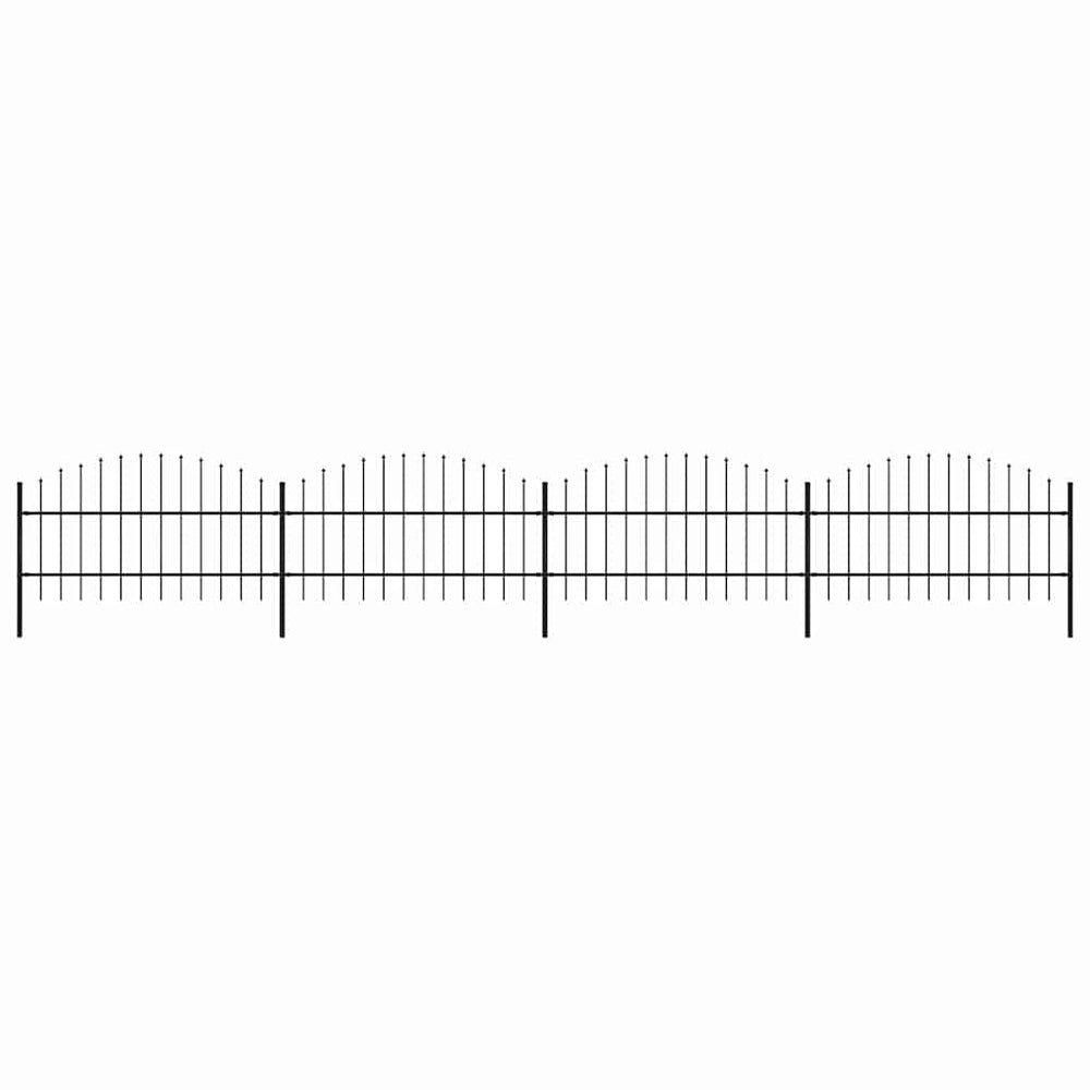 vidaXL Garden Fence with Spear Top Steel 714.5 x 100 cm Black