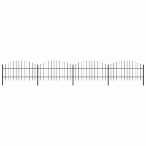 vidaXL Garden Fence with Spear Top Steel 714.5 x 100 cm Black