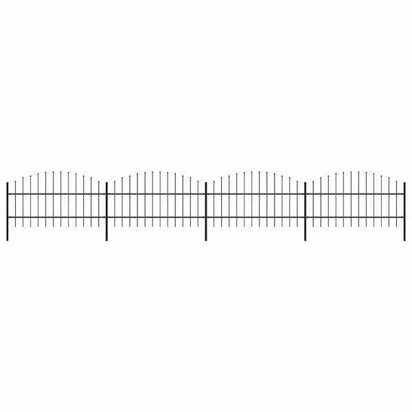 vidaXL Garden Fence with Spear Top Steel 714.5 x 100 cm Black