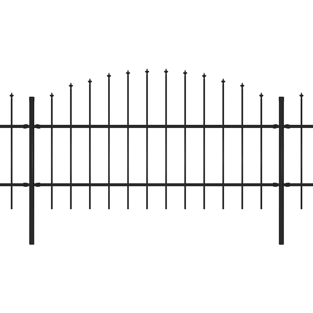 vidaXL Garden Fence with Spear Top Steel 714.5 x 100 cm Black