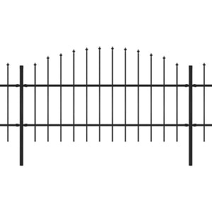 vidaXL Garden Fence with Spear Top Steel 714.5 x 100 cm Black
