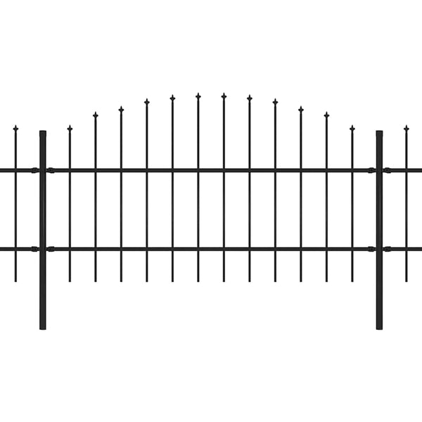 vidaXL Garden Fence with Spear Top Steel 714.5 x 100 cm Black