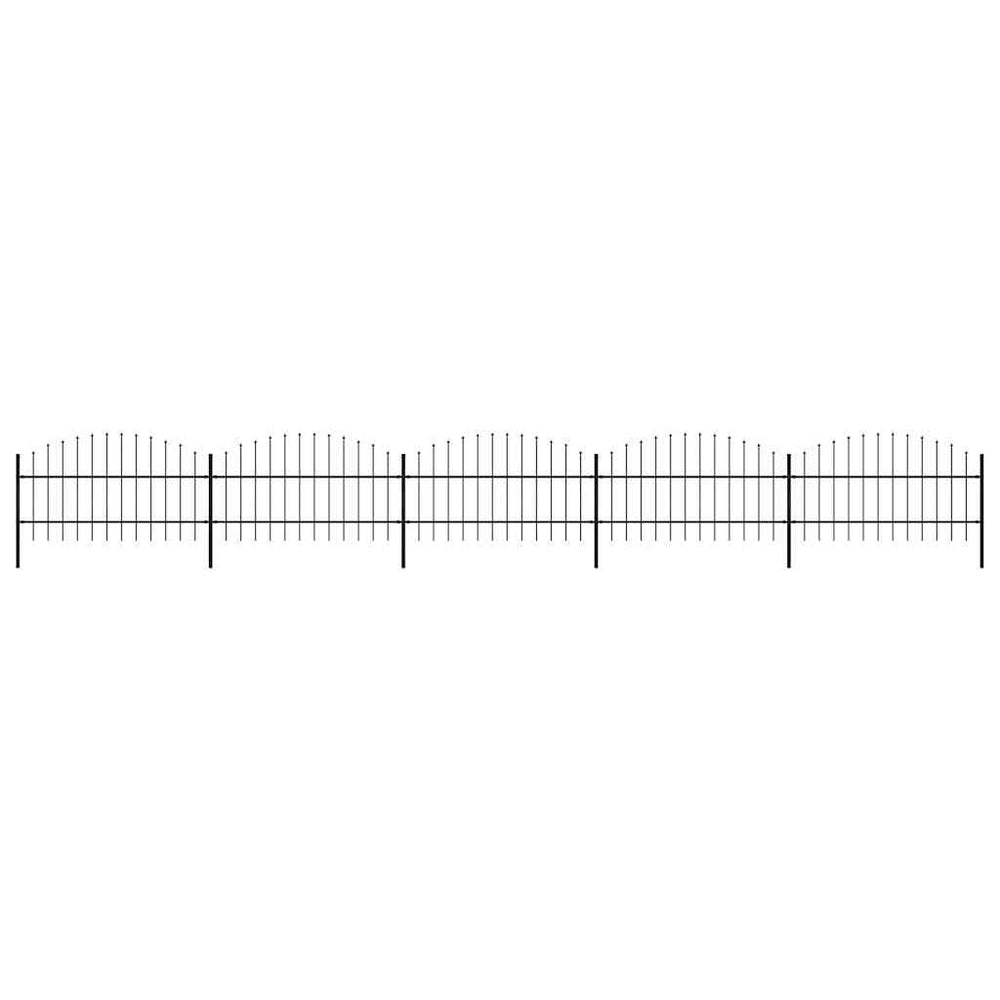 vidaXL Garden Fence with Spear Top Steel 892.5 x 100 cm Black