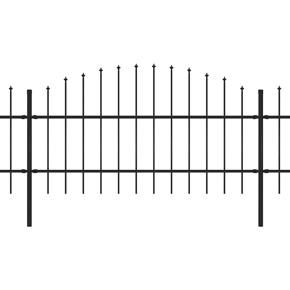 vidaXL Garden Fence with Spear Top Steel 892.5 x 100 cm Black