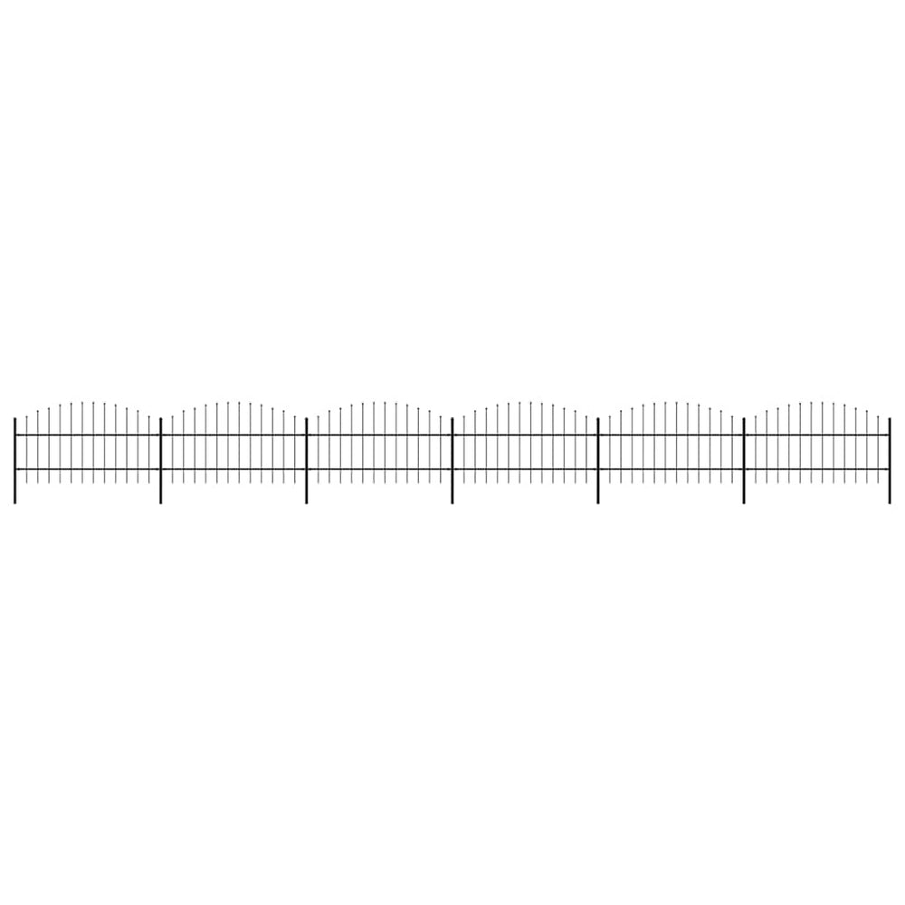 vidaXL Garden Fence with Spear Top Steel 1070 x 100 cm Black