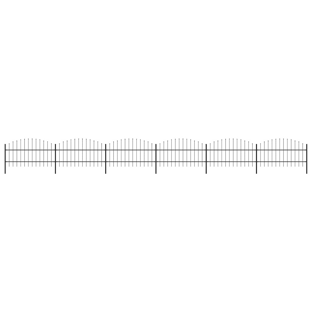 vidaXL Garden Fence with Spear Top Steel 1070 x 100 cm Black