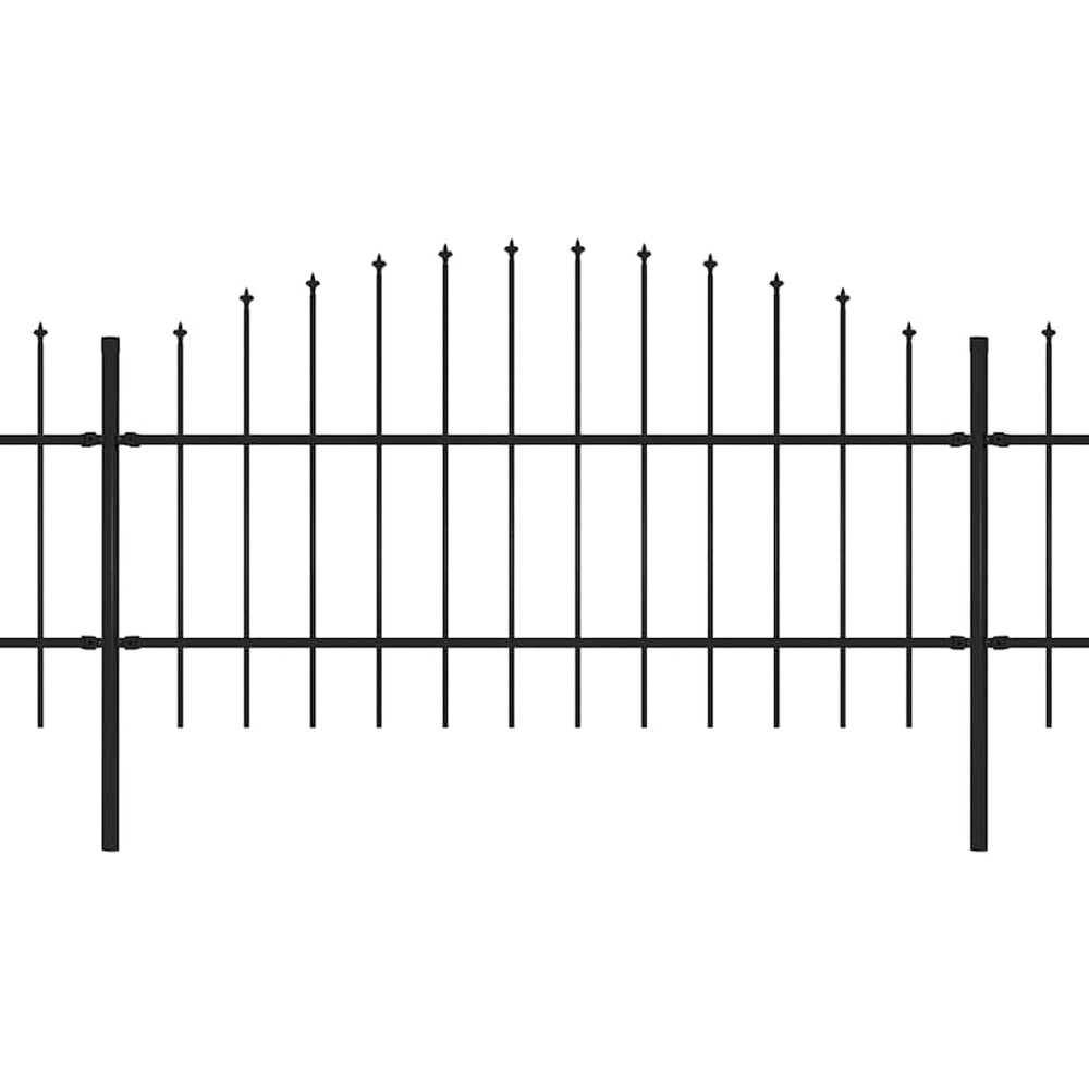 vidaXL Garden Fence with Spear Top Steel 1070 x 100 cm Black