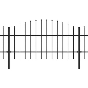 vidaXL Garden Fence with Spear Top Steel 1070 x 100 cm Black