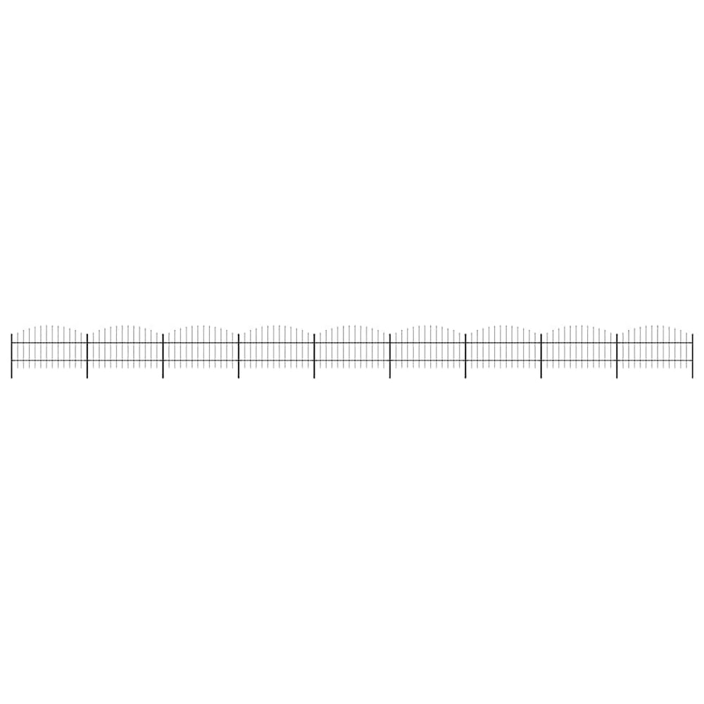 vidaXL Garden Fence with Spear Top Steel 1603.5 x 100 cm Black