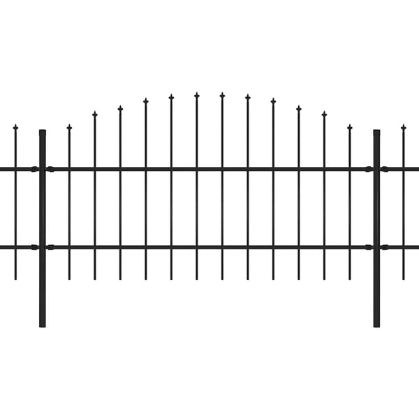 vidaXL Garden Fence with Spear Top Steel 1781.5 x 100 cm Black