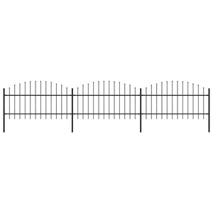 vidaXL Garden Fence with Spear Top Steel 537 x 125 cm Black