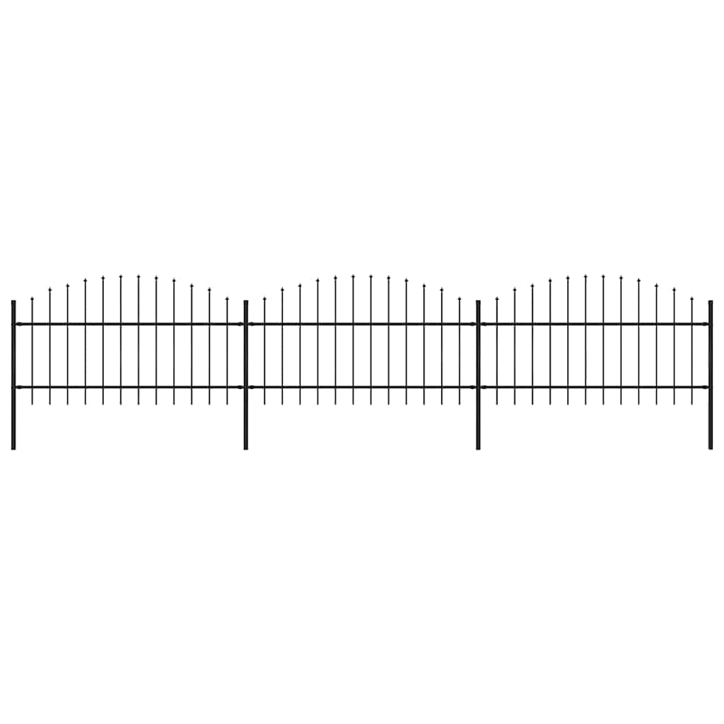 vidaXL Garden Fence with Spear Top Steel 537 x 125 cm Black