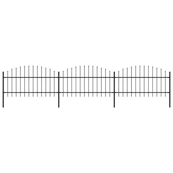 vidaXL Garden Fence with Spear Top Steel 537 x 125 cm Black