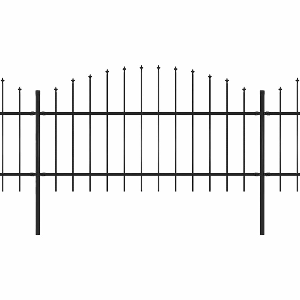 vidaXL Garden Fence with Spear Top Steel 537 x 125 cm Black