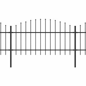 vidaXL Garden Fence with Spear Top Steel 537 x 125 cm Black