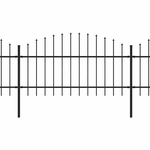 vidaXL Garden Fence with Spear Top Steel 537 x 125 cm Black