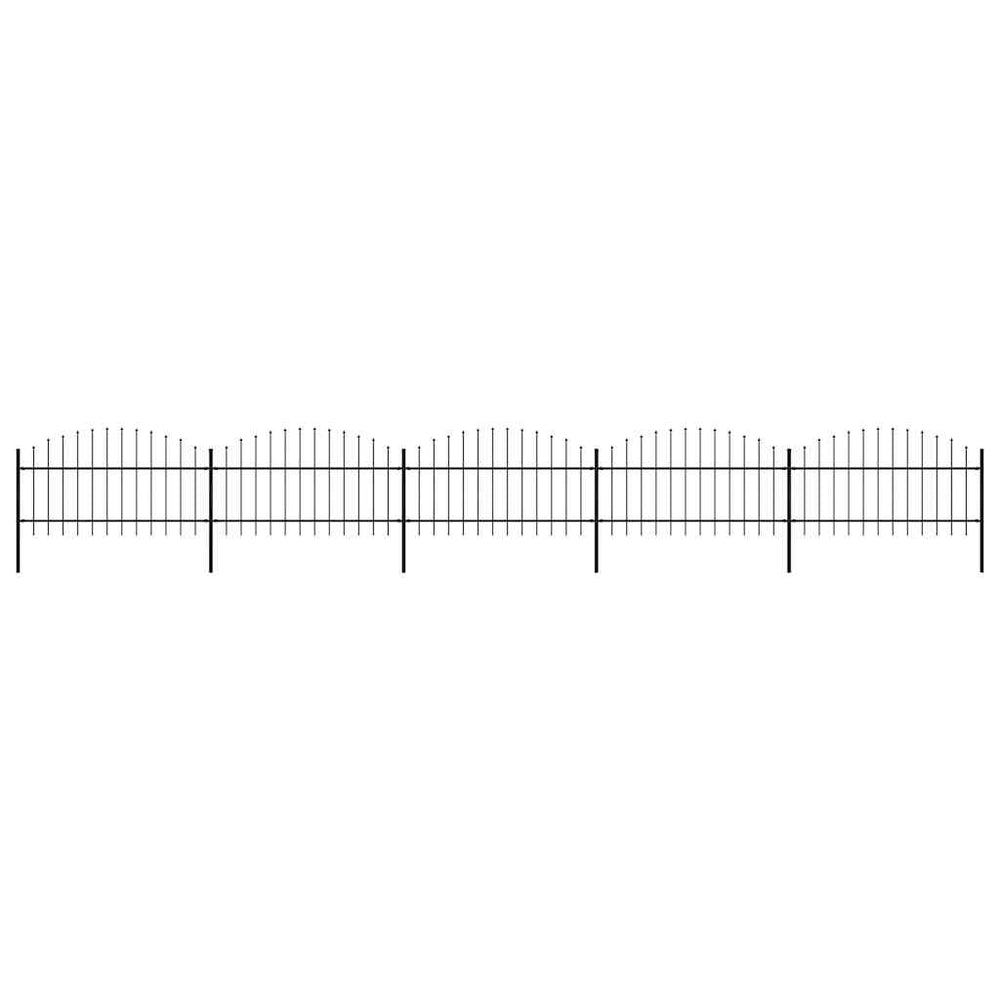 vidaXL Garden Fence with Spear Top Steel 892.5 x 125 cm Black
