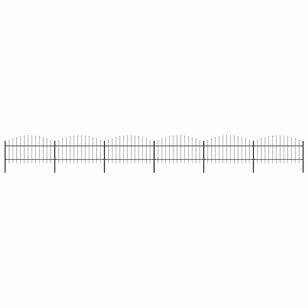 vidaXL Garden Fence with Spear Top Steel 1070 x 125 cm Black