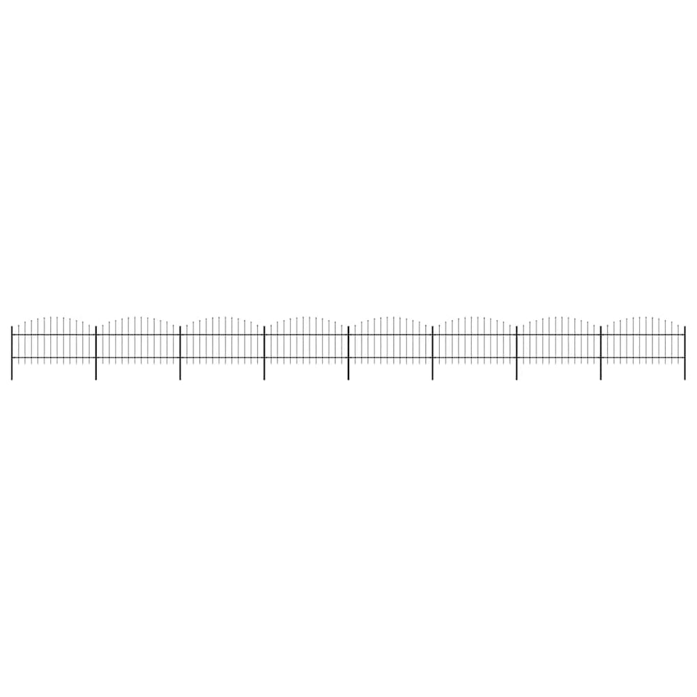 vidaXL Garden Fence with Spear Tops Steel (1 - 1.25) x 13.6 m Black