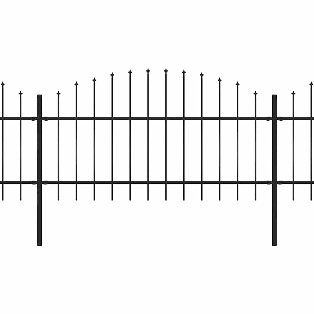 vidaXL Garden Fence with Spear Top Steel 1603.5 x 125 cm Black