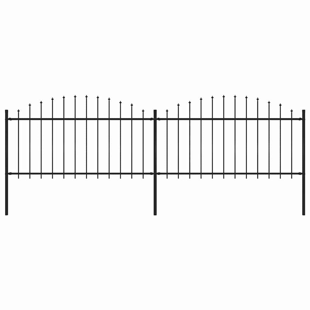 vidaXL Garden Fence with Spear Top Steel 359 x 150 cm Black