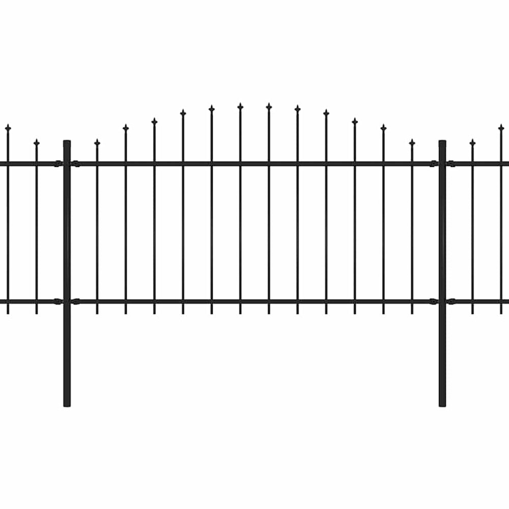 vidaXL Garden Fence with Spear Top Steel 359 x 150 cm Black