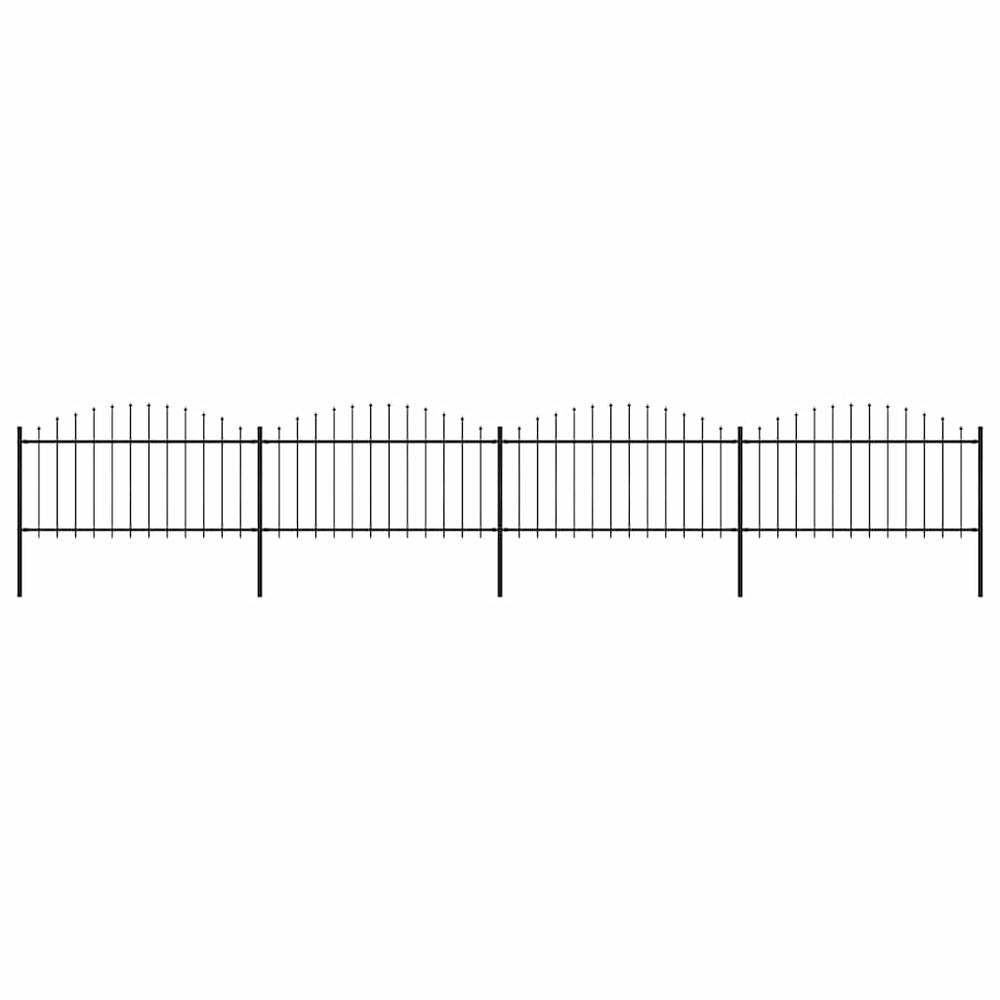 vidaXL Garden Fence with Spear Top Steel 714.5 x 150 cm Black