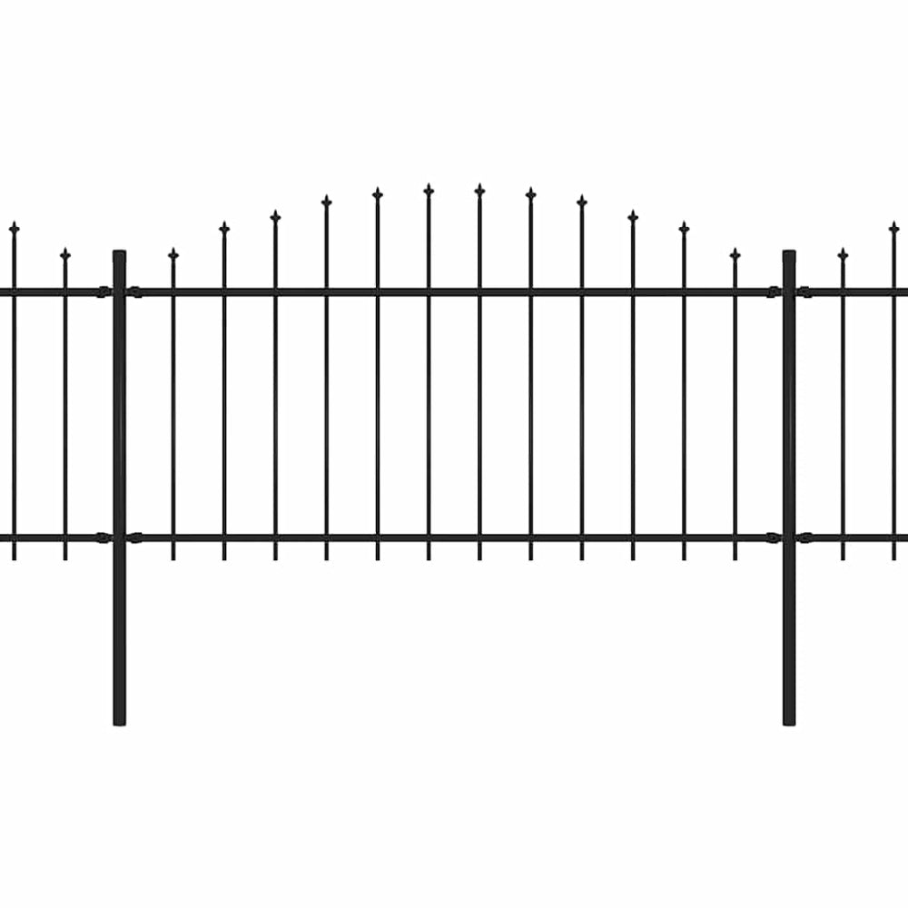 vidaXL Garden Fence with Spear Top Steel 714.5 x 150 cm Black
