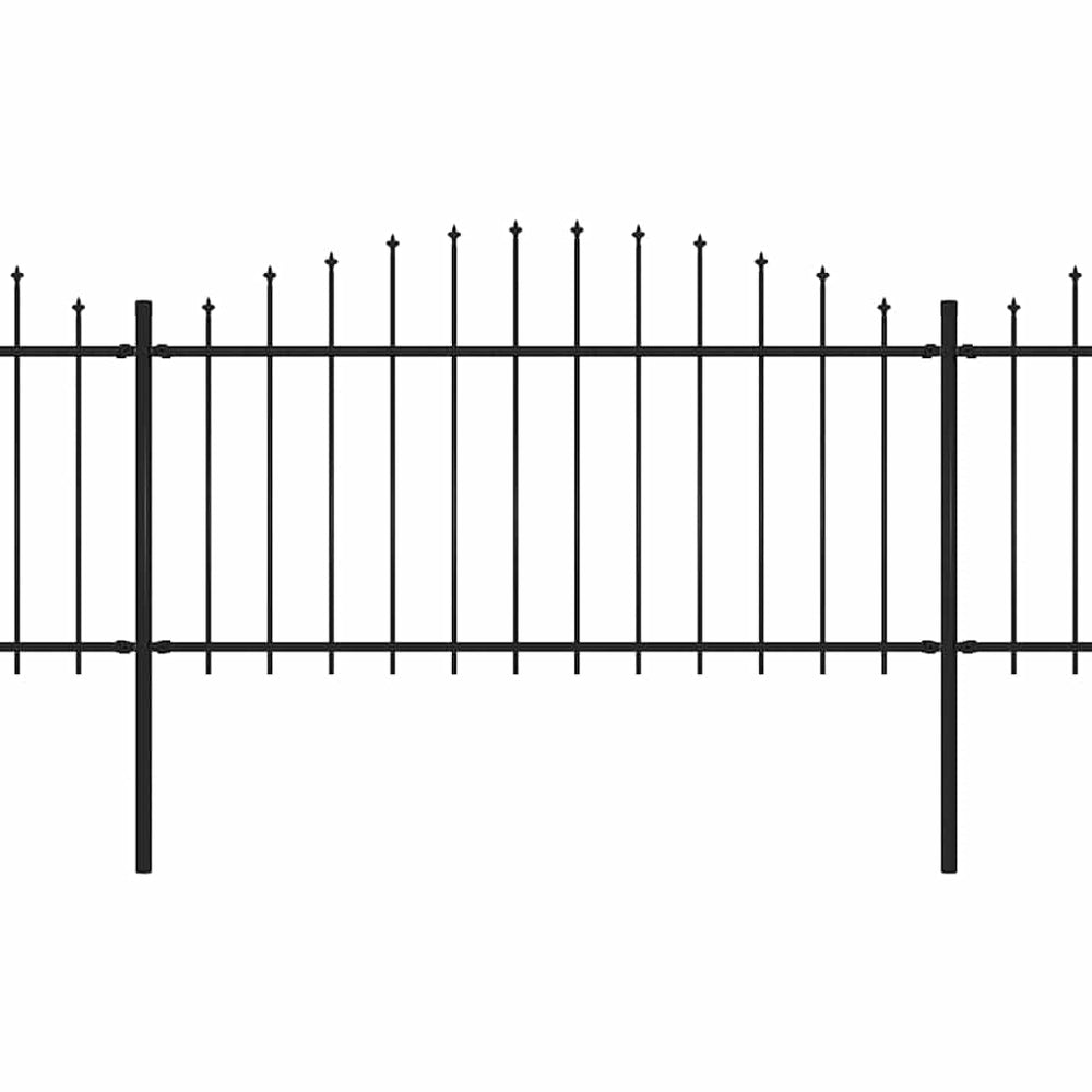 vidaXL Garden Fence with Spear Top Steel 1070 x 150 cm Black