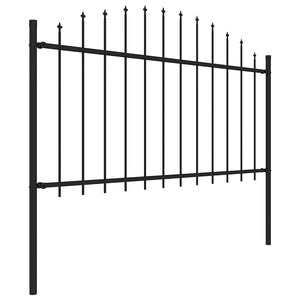 vidaXL Garden Fence with Spear Top Steel 1070 x 150 cm Black