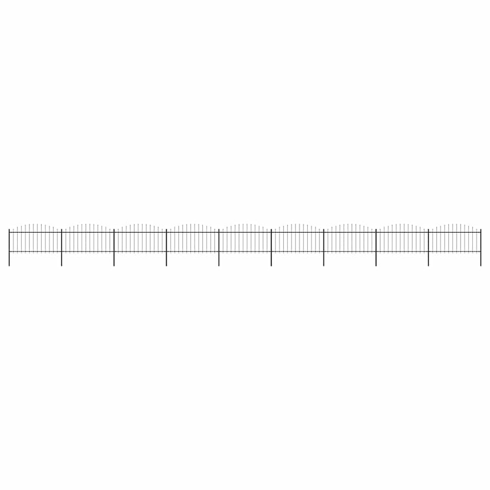 vidaXL Garden Fence with Spear Top Steel 1603.5 x 150 cm Black