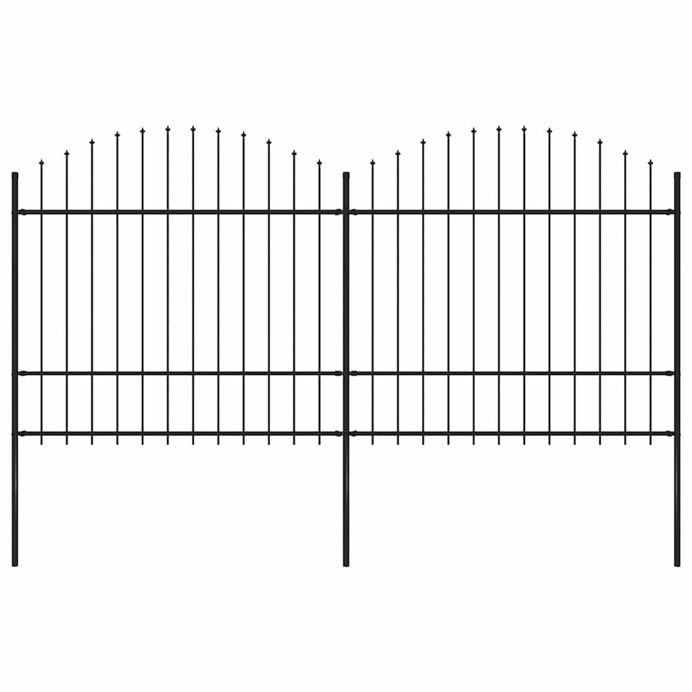 vidaXL Garden Fence with Spear Top Steel 359 x 175 cm Black