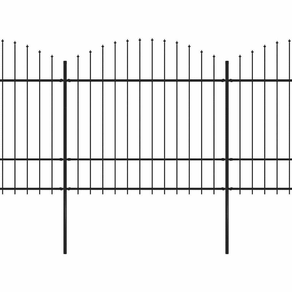 vidaXL Garden Fence with Spear Top Steel 359 x 175 cm Black