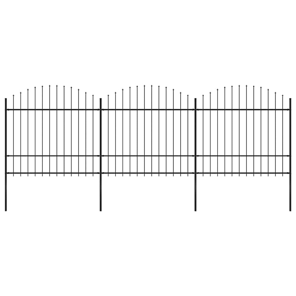 vidaXL Garden Fence with Spear Top Steel 537 x 175 cm Black