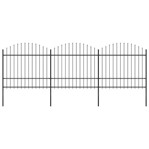 vidaXL Garden Fence with Spear Top Steel 537 x 175 cm Black