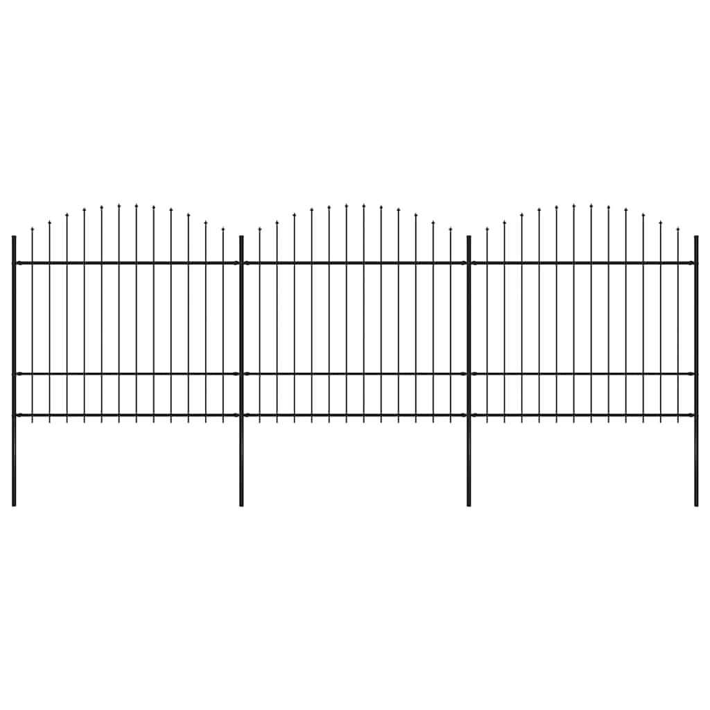 vidaXL Garden Fence with Spear Top Steel 537 x 175 cm Black
