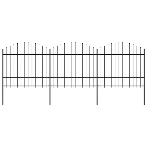 vidaXL Garden Fence with Spear Top Steel 537 x 175 cm Black
