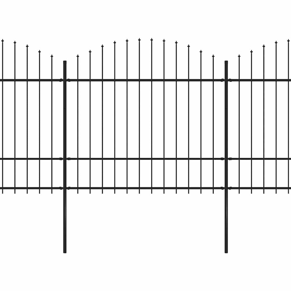 vidaXL Garden Fence with Spear Top Steel 537 x 175 cm Black