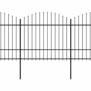vidaXL Garden Fence with Spear Top Steel 537 x 175 cm Black
