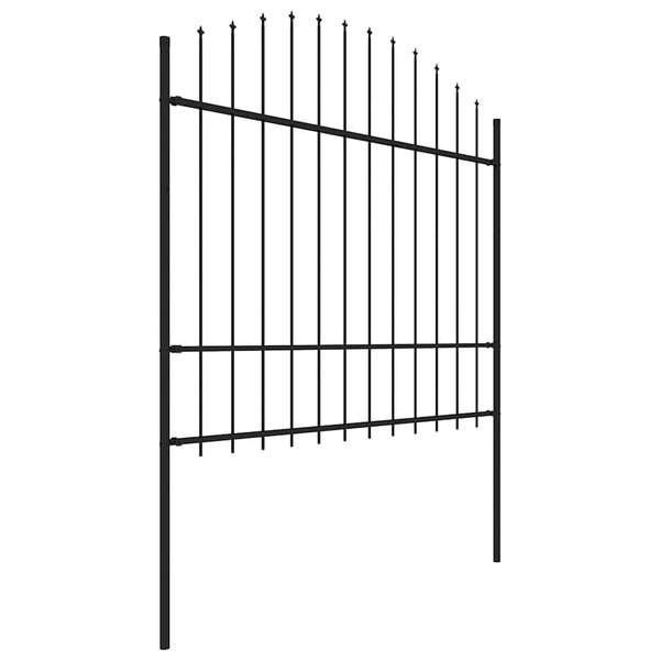 vidaXL Garden Fence with Spear Top Steel 537 x 175 cm Black