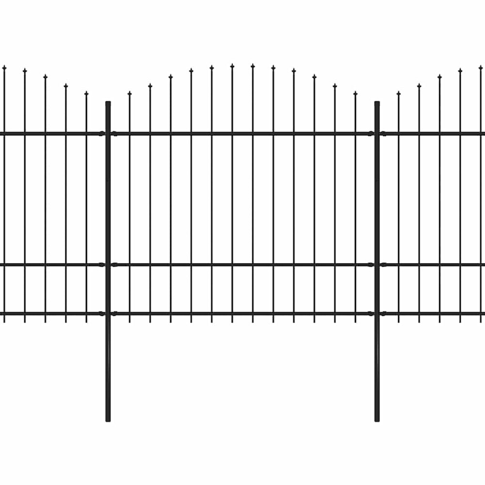vidaXL Garden Fence with Spear Top Steel 714.5 x 175 cm Black