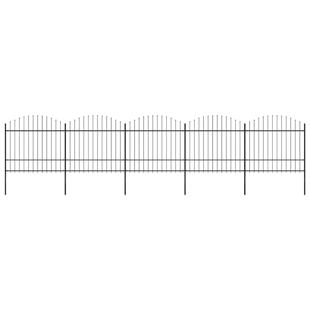 vidaXL Garden Fence with Spear Top Steel 892.5 x 175 cm Black