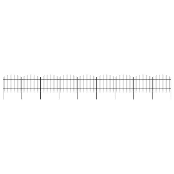 vidaXL Garden Fence with Spear Tops Steel (1.5 - 1.75) x 15.3 m Black