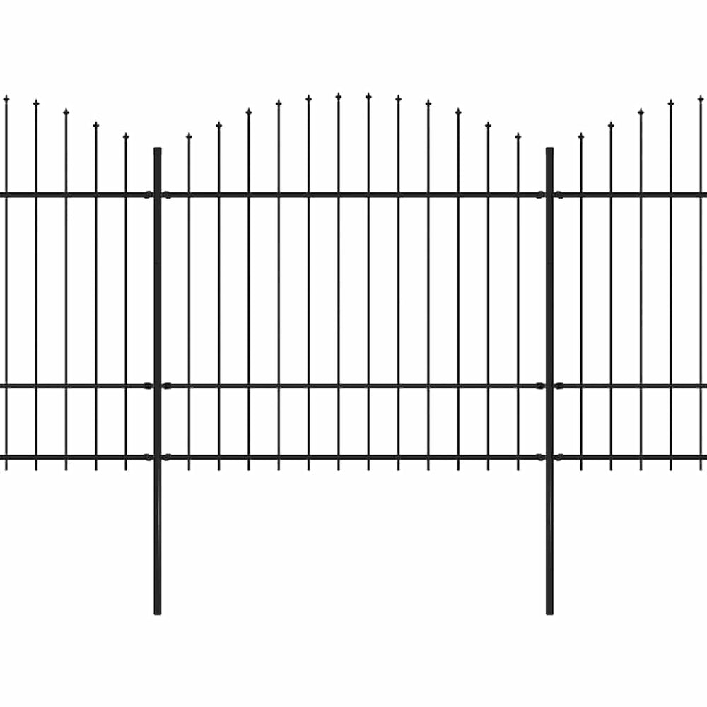 vidaXL Garden Fence with Spear Tops Steel (1.5 - 1.75) x 15.3 m Black