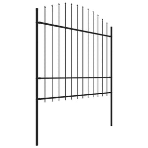 vidaXL Garden Fence with Spear Tops Steel (1.5 - 1.75) x 15.3 m Black