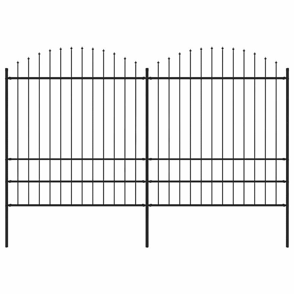 vidaXL Garden Fence with Spear Top Steel 359 x 200 cm Black