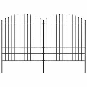 vidaXL Garden Fence with Spear Top Steel 359 x 200 cm Black