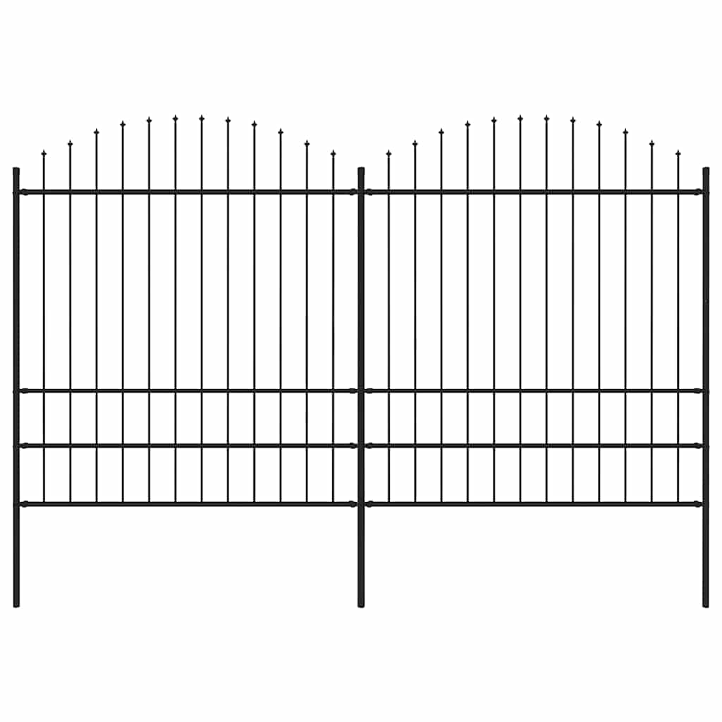 vidaXL Garden Fence with Spear Top Steel 359 x 200 cm Black