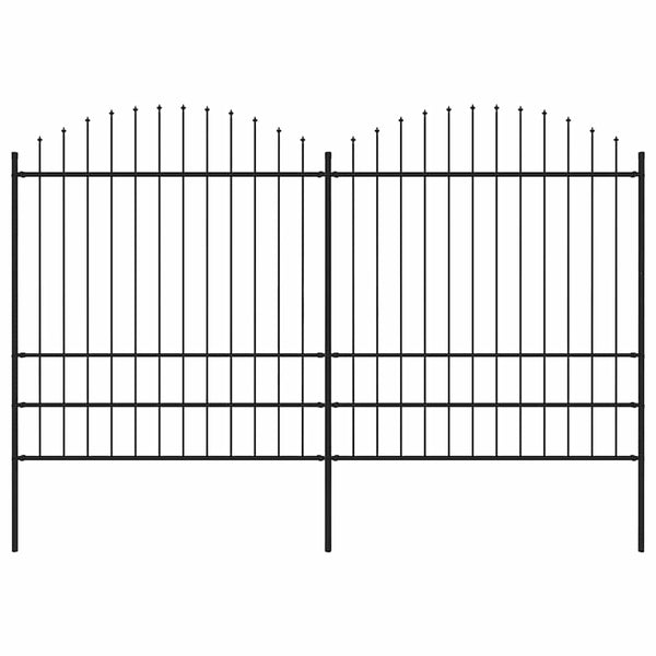 vidaXL Garden Fence with Spear Top Steel 359 x 200 cm Black