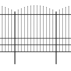 vidaXL Garden Fence with Spear Top Steel 359 x 200 cm Black